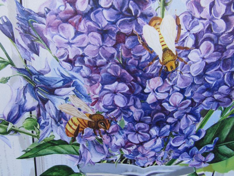 画像: ライラックとミツバチのウェルカムフラッグ（Lサイズ）